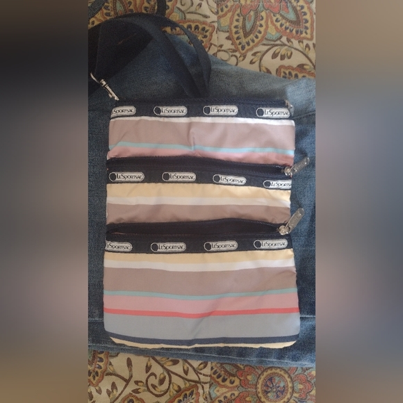 LeSportsac 3-Zip Crossbody Striped - Picture 3 of 7